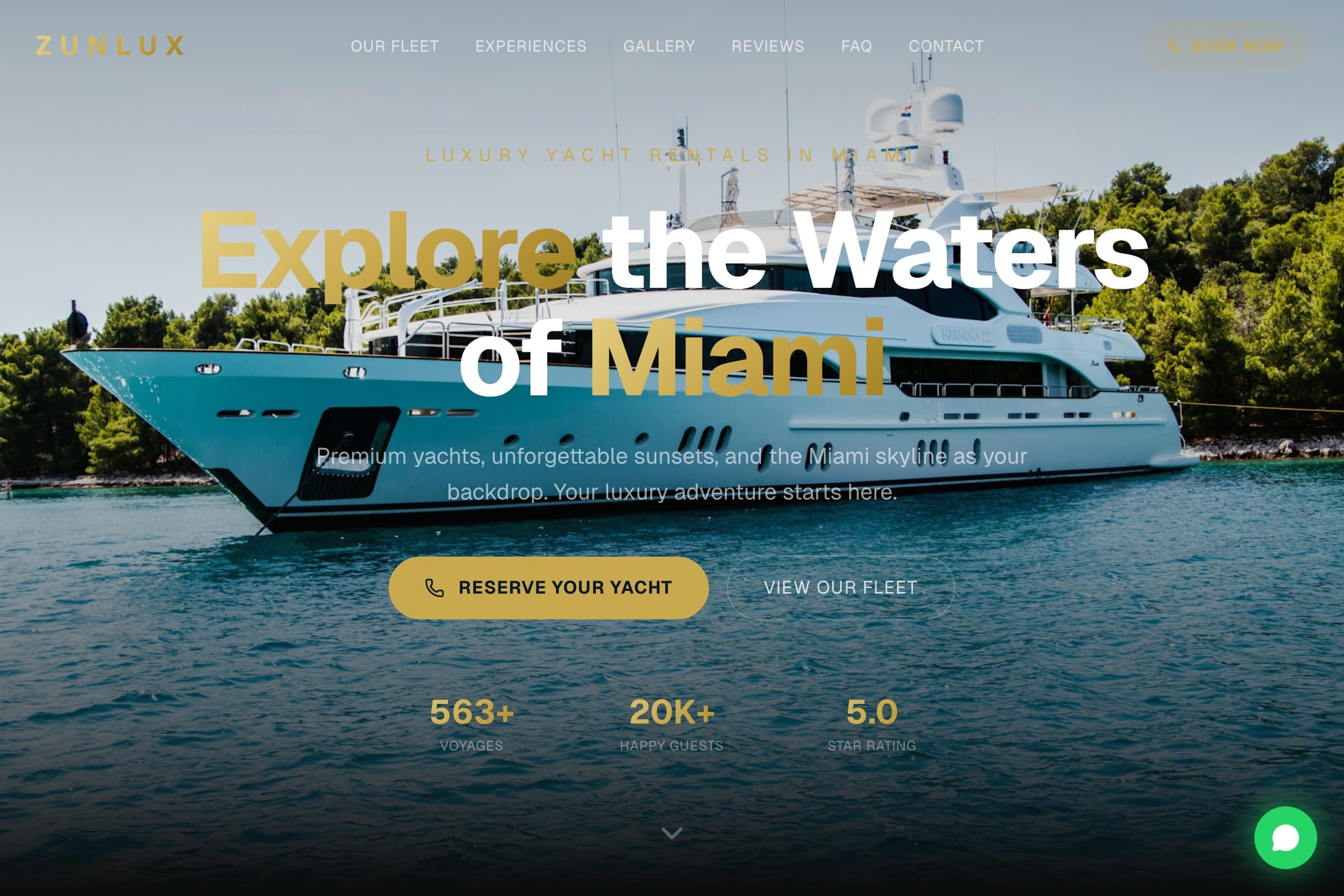 Zun Lux Rentals website