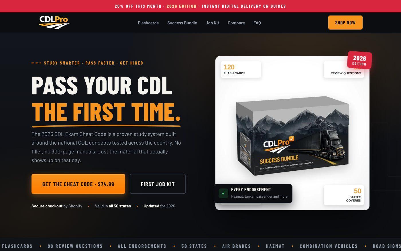Screenshot of the CDLPro website