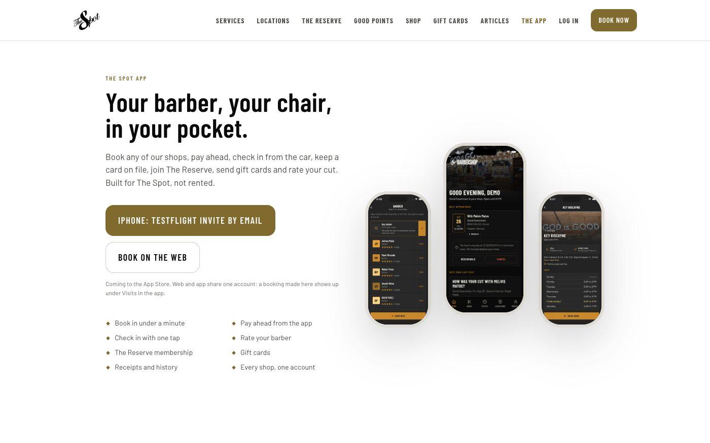 The Spot Barbershop: Client app