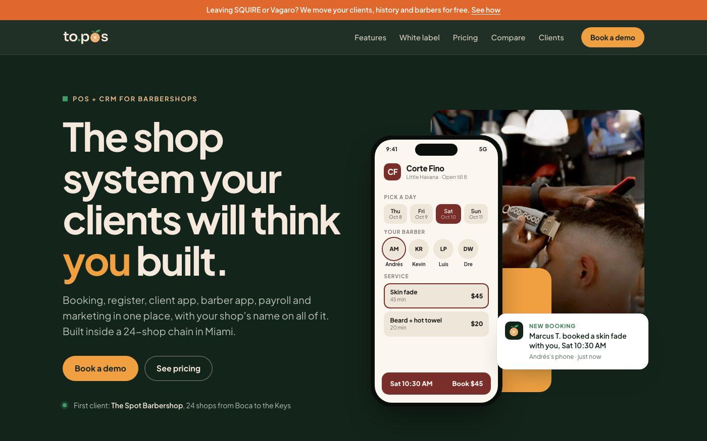 Screenshot of the Papos website
